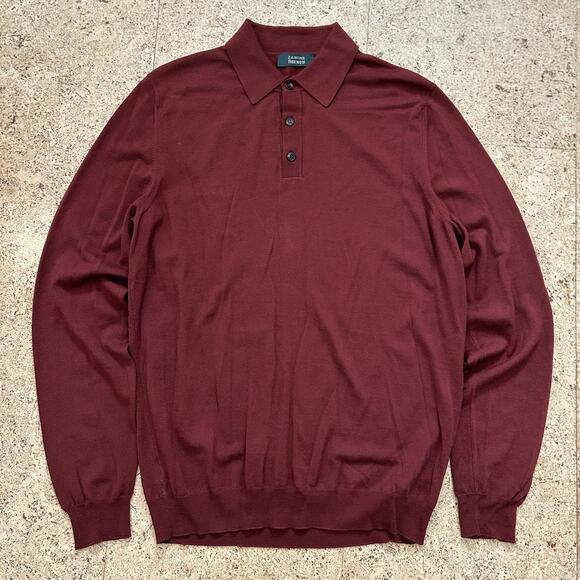 Zanone Flex Wool Knit Made In Italy Red Collared Polo Sweater 48